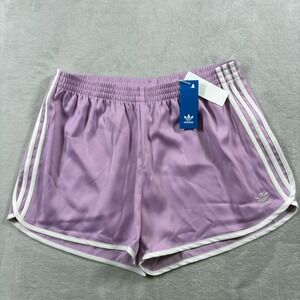 Adidas Originals Sprinter Shorts Womens XL Light Purple 3 Stripes Elastic Waist